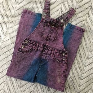 NWOT Dip-dyed Purple Blue Denim Overalls girl's 5